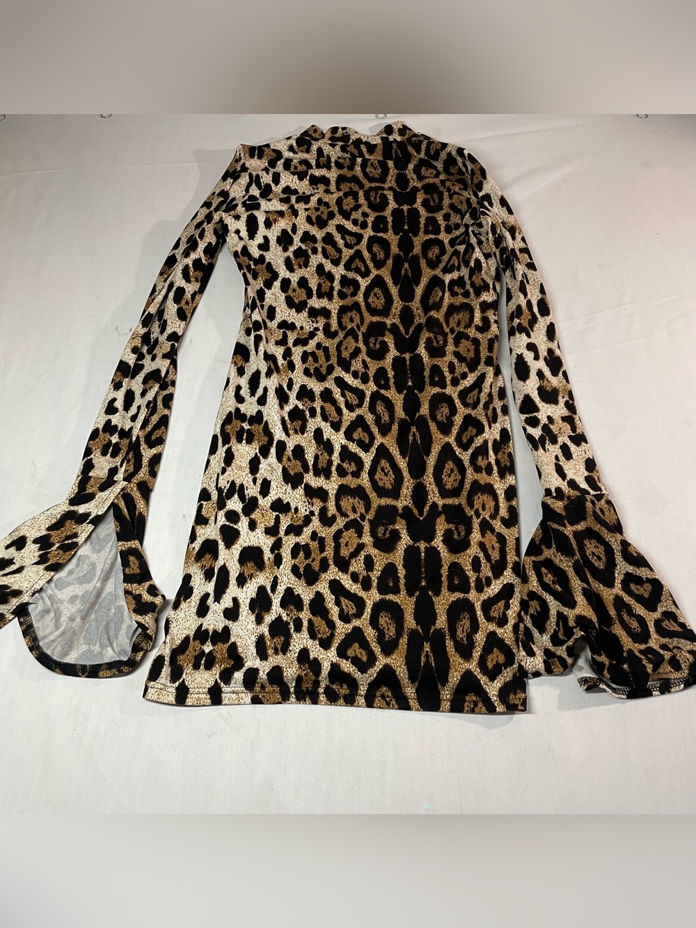 Girls' Leopard Print Long Sleeve Dress - Brown/Black